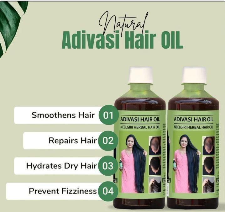 NATURAL ADIVASI HERBAL HAIR OIL (PACK OF 2) (BUY 1 GET 1 FREE) 1