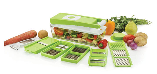 Multipurpose Plastic Vegetable And Fruit Chopper Cutter Grater Slicer- 12 In 1