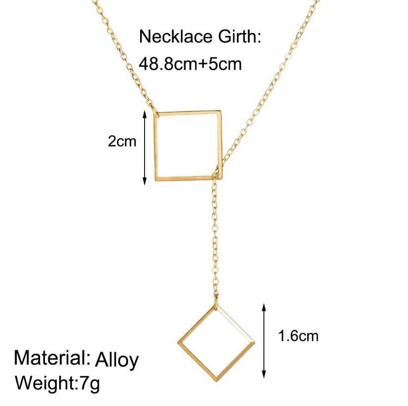 Vembley Gorgeous Gold Plated Double Square Pendant Chain