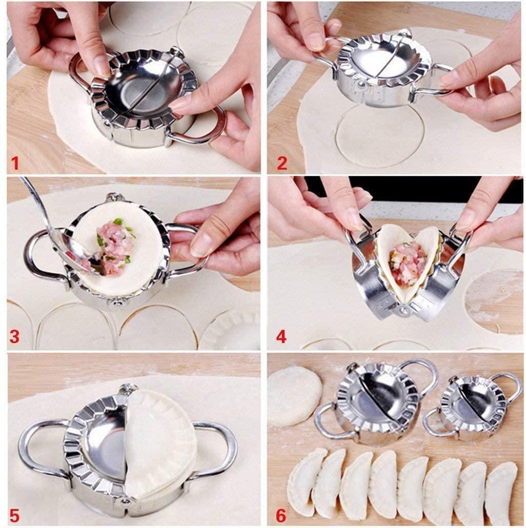 Momo Maker- Stainless Steel Kitchen Dumpling  Ghughra Samosa karanji Gujiya Mould Dough Press Maker Mould Machine for Kitchen of -1 pc